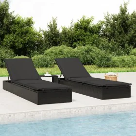 Lounger 1 pc with black synthetic rattan cushion 201x55x62 cm by vidaXL, Loungers - Ref: Foro24-319632, Price: 166,36 €, Disc...