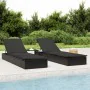 Lounger 1 pc with black synthetic rattan cushion 201x55x62 cm by vidaXL, Loungers - Ref: Foro24-319632, Price: 166,36 €, Disc...