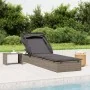 Lounger with folding awning gray synthetic rattan 213x63x97cm by vidaXL, Loungers - Ref: Foro24-319639, Price: 190,85 €, Disc...