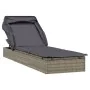 Lounger with folding awning gray synthetic rattan 213x63x97cm by vidaXL, Loungers - Ref: Foro24-319639, Price: 190,85 €, Disc...