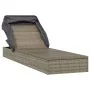 Lounger with folding awning gray synthetic rattan 213x63x97cm by vidaXL, Loungers - Ref: Foro24-319639, Price: 190,85 €, Disc...