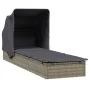 Lounger with folding awning gray synthetic rattan 213x63x97cm by vidaXL, Loungers - Ref: Foro24-319639, Price: 190,85 €, Disc...