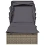 Lounger with folding awning gray synthetic rattan 213x63x97cm by vidaXL, Loungers - Ref: Foro24-319639, Price: 190,85 €, Disc...