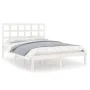 White solid wood bed frame 140x190 cm by vidaXL, Beds and slatted bases - Ref: Foro24-3105451, Price: 122,33 €, Discount: %