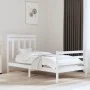 White solid wood bed frame 100x200 cm by vidaXL, Beds and slatted bases - Ref: Foro24-3105306, Price: 114,77 €, Discount: %