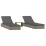 2 pcs sun loungers with gray synthetic rattan table by vidaXL, Loungers - Ref: Foro24-319635, Price: 320,26 €, Discount: %