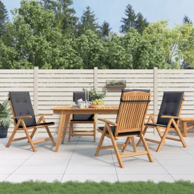 Reclining garden chairs and cushions 4 pcs solid teak wood by vidaXL, Garden chairs - Ref: Foro24-3196463, Price: 656,32 €, D...