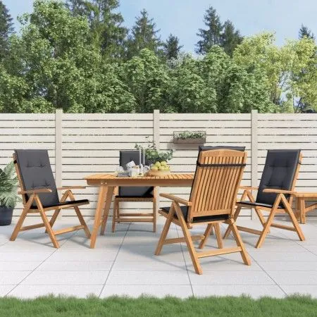 Reclining garden chairs and cushions 4 pcs solid teak wood by vidaXL, Garden chairs - Ref: Foro24-3196463, Price: 656,32 €, D...