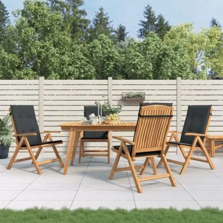 Reclining garden chairs and cushions 4 pcs solid teak wood by vidaXL, Garden chairs - Ref: Foro24-3196470, Price: 654,56 €, D...