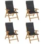 Reclining garden chairs and cushions 4 pcs solid teak wood by vidaXL, Garden chairs - Ref: Foro24-3196470, Price: 654,56 €, D...