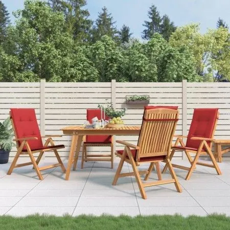 Liegende Gartenstühle und Kissen, 4 Stück, massives Teakholz von vidaXL, Gartenstühle - Ref: Foro24-3196469, Preis: 655,01 €,...