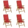 Reclining garden chairs and cushions 4 pcs solid teak wood by vidaXL, Garden chairs - Ref: Foro24-3196469, Price: 655,01 €, D...