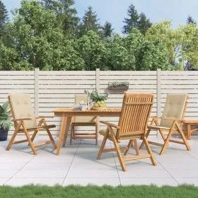 Reclining garden chairs and cushions 4 pcs solid teak wood by vidaXL, Garden chairs - Ref: Foro24-3196466, Price: 657,02 €, D...