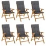 Reclining garden chairs and cushions 6 pcs solid teak wood by vidaXL, Garden chairs - Ref: Foro24-3196493, Price: 1,00 €, Dis...