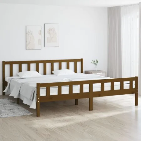 Estructura de cama madera maciza marrón miel 200x200 cm de vidaXL, Camas y somieres - Ref: Foro24-810702, Precio: 99,80 €, De...