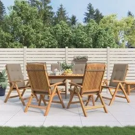 Reclining garden chairs and 6 solid teak wood cushions by vidaXL, Garden chairs - Ref: Foro24-3196501, Price: 1,00 €, Discoun...
