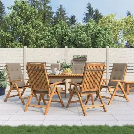 Reclining garden chairs and 6 solid teak wood cushions by vidaXL, Garden chairs - Ref: Foro24-3196501, Price: 1,00 €, Discoun...