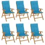 Reclining garden chairs and cushions 6 pcs solid teak wood by vidaXL, Garden chairs - Ref: Foro24-3196497, Price: 1,00 €, Dis...