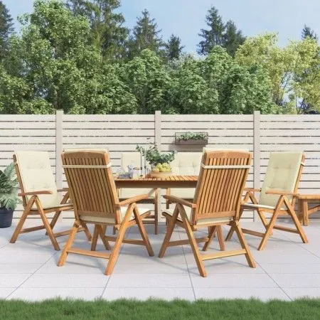 Reclining garden chairs and cushions 6 pcs solid teak wood by vidaXL, Garden chairs - Ref: Foro24-3196495, Price: 1,00 €, Dis...
