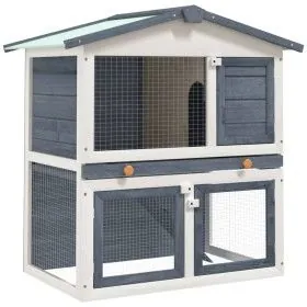 Rabbit cage with 3 gray wooden doors by vidaXL, Cages and habitats for small animals - Ref: Foro24-170837, Price: 115,72 €, D...