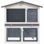 Rabbit cage with 3 gray wooden doors by vidaXL, Cages and habitats for small animals - Ref: Foro24-170837, Price: 134,81 €, D...