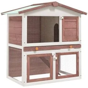 Kaninchenkäfig mit 3 braunen Holztüren von vidaXL, Käfige und Lebensräume für Kleintiere - Ref: Foro24-170838, Preis: 124,33 ...