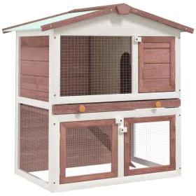 Rabbit cage with 3 brown wooden doors by vidaXL, Cages and habitats for small animals - Ref: Foro24-170838, Price: 118,45 €, ...