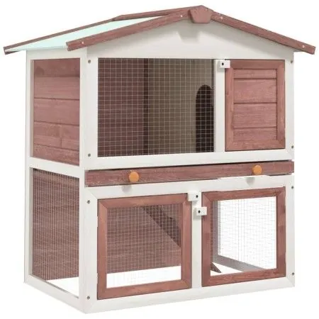 Rabbit cage with 3 brown wooden doors by vidaXL, Cages and habitats for small animals - Ref: Foro24-170838, Price: 118,82 €, ...