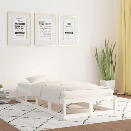 Estructura de cama madera maciza blanca 100x200 cm de vidaXL, Camas y somieres - Ref: Foro24-820787, Precio: 91,68 €, Descuen...