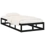Black solid wood bed frame 90x200 cm by vidaXL, Beds and slatted bases - Ref: Foro24-820785, Price: 102,67 €, Discount: %