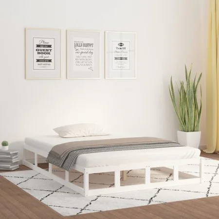 Estructura de cama de madera maciza blanca 200x200 cm de vidaXL, Camas y somieres - Ref: Foro24-820817, Precio: 115,74 €, Des...