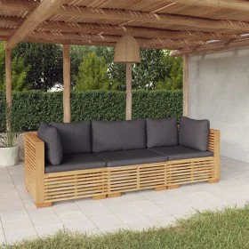 3-teiliges Gartenmöbel-Set und Kissen aus massivem Teakholz von vidaXL, Gartensets - Ref: Foro24-3100866, Preis: 615,97 €, Ra...