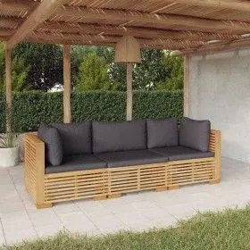 Juego muebles de jardín 3 piezas y cojines madera maciza teca de vidaXL, Conjuntos de jardín - Ref: Foro24-3100866, Precio: 6...