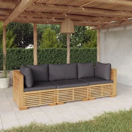 3-teiliges Gartenmöbel-Set und Kissen aus massivem Teakholz von vidaXL, Gartensets - Ref: Foro24-3100866, Preis: 615,91 €, Ra...