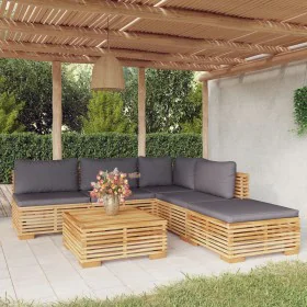 6-piece garden furniture set and solid teak wood cushions by vidaXL, Garden sets - Ref: Foro24-3100896, Price: 975,88 €, Disc...