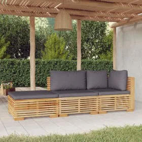 Juego muebles de jardín 3 piezas y cojines madera maciza teca de vidaXL, Conjuntos de jardín - Ref: Foro24-3100906, Precio: 5...