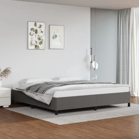 Gray synthetic leather bed frame 200x200 cm by vidaXL, Beds and slatted bases - Ref: Foro24-347273, Price: 156,56 €, Discount: %