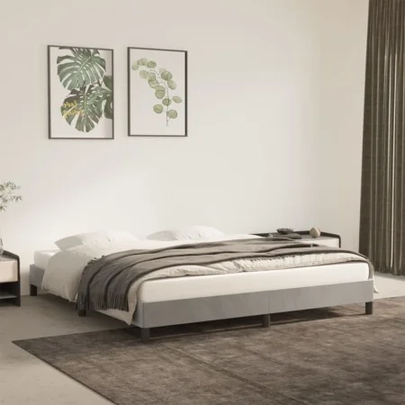 Estructura de cama de terciopelo gris claro 180x200 cm de vidaXL, Camas y somieres - Ref: Foro24-346988, Precio: 124,65 €, De...