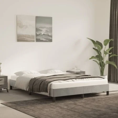Estructura de cama de terciopelo gris claro 140x200 cm de vidaXL, Camas y somieres - Ref: Foro24-346976, Precio: 112,37 €, De...