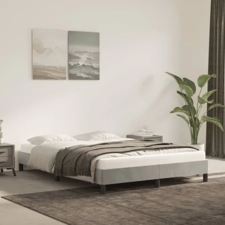 Light gray velvet bed frame 140x200 cm by vidaXL, Beds and slatted bases - Ref: Foro24-346976, Price: 112,52 €, Discount: %