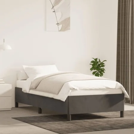 Estructura de cama de terciopelo gris oscuro 100x200 cm de vidaXL, Camas y somieres - Ref: Foro24-347307, Precio: 84,45 €, De...