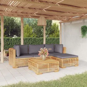 5-piece garden furniture set and solid teak wood cushions by vidaXL, Garden sets - Ref: Foro24-3100914, Price: 894,60 €, Disc...