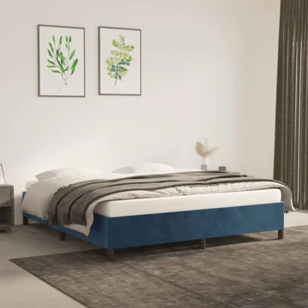 Estructura de cama de terciopelo azul 180x200 cm de vidaXL, Camas y somieres - Ref: Foro24-347340, Precio: 140,18 €, Descuent...