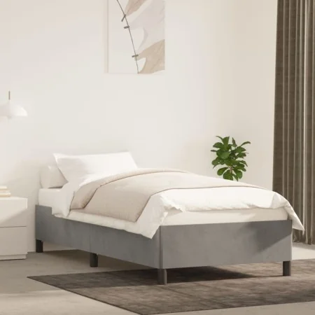 Estructura de cama de terciopelo gris claro 100x200 cm de vidaXL, Camas y somieres - Ref: Foro24-347306, Precio: 76,59 €, Des...