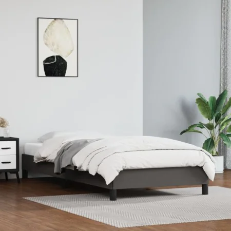 Gray synthetic leather bed frame 90x200 cm by vidaXL, Beds and slatted bases - Ref: Foro24-346884, Price: 69,32 €, Discount: %