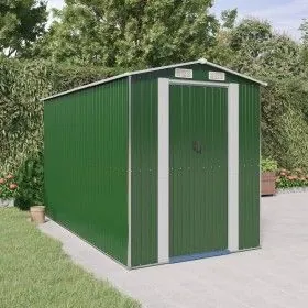 Cobertizo de jardín acero galvanizado verde 192x357x223 cm de vidaXL, Cobertizos - Ref: Foro24-3147429, Precio: 478,85 €, Des...