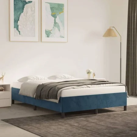 Blue velvet bed frame 140x190 cm by vidaXL, Beds and slatted bases - Ref: Foro24-347322, Price: 117,53 €, Discount: %