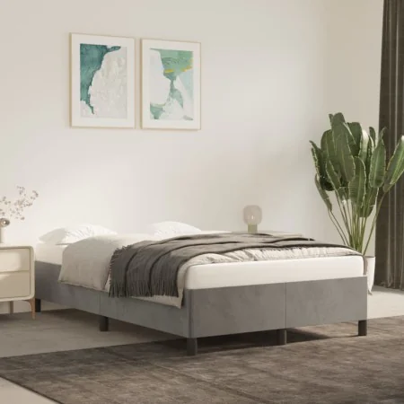 Light gray velvet bed frame 120x200 cm by vidaXL, Beds and slatted bases - Ref: Foro24-347312, Price: 108,27 €, Discount: %