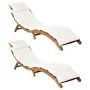 Sun loungers with cushions 2 pcs solid acacia wood cream white by vidaXL, Loungers - Ref: Foro24-3155473, Price: 307,46 €, Di...