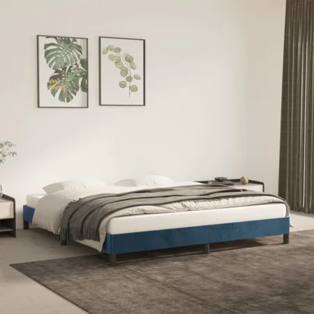 Estructura de cama de terciopelo azul 180x200 cm de vidaXL, Camas y somieres - Ref: Foro24-346992, Precio: 110,50 €, Descuent...